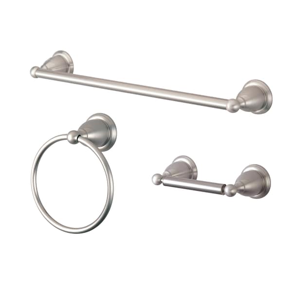 Heritage 3-Piece Bathroom Accessory Set, Brushed Nickel